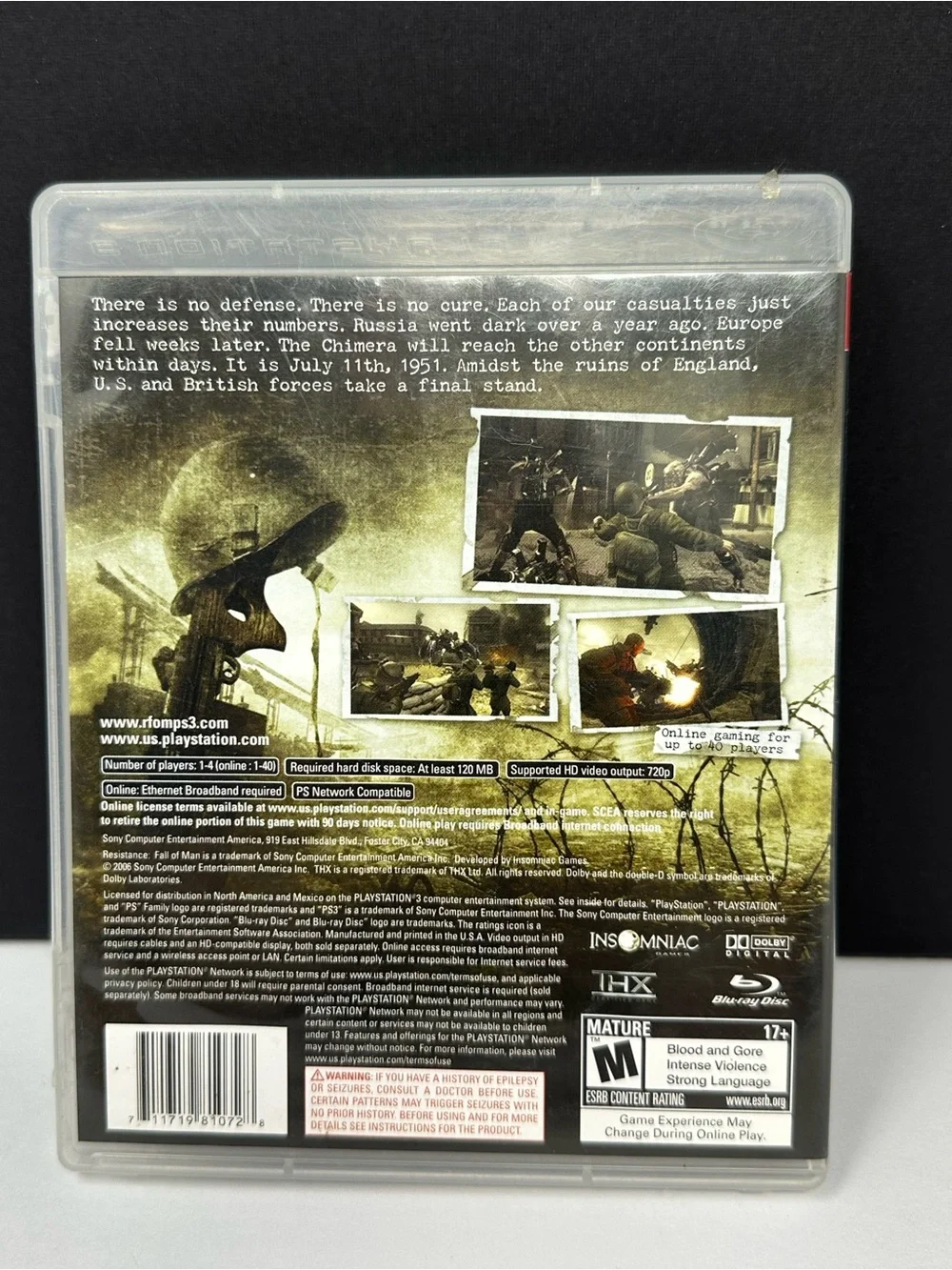 Resistance: Fall of Man Sony PlayStation 3 PS3 Game Complete With Manual Tested